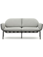 MATER 165 cm in grauem Aluminium und Kissen aus waschbarem abnehmbarem wasserabweisendem Stoff 2 Sitzer Sofa