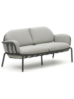 MATER Sofá de 2 plazas de 165 cm en aluminio gris y cojines en tejido hidrófugo lavable y desenfundable