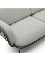 MATER 165 cm in gray aluminum and cushions in washable removable water repellent fabric 2 seater sofa