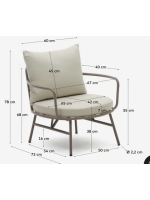 MERLINO armchair in steel and cushions with removable covers for indoors and outdoors