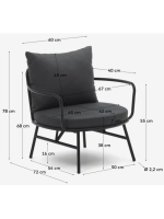 CALIFFO armchair in steel and cushions with removable covers for indoors and outdoors