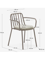 MERLINO en acero pintado y cojín incluido silla apilable con brazos para jardín terrazas restaurantes