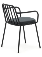 CALIFFO in painted steel and cushion included stackable chair with armrests for garden terraces restaurants