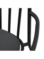 CALIFFO in acciaio verniciato nero e cuscino incluso sedia con braccioli per giardino terrazzi ristoranti impilabile
