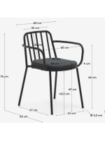 CALIFFO in painted steel and cushion included stackable chair with armrests for garden terraces restaurants