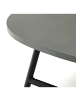 CALIFFO 60x60 cm tavolino in acciaio color nero e piano in cemento per esterno giardino terrazzo