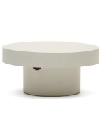 CRUX Ø 66 cm coffee table in resistant white concrete for gardens and terraces