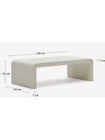 GOMORRA 135x65 cm coffee table in resistant white concrete for gardens and terraces