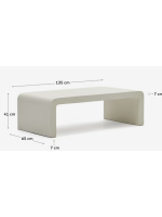 GOMORRA 135x65 cm table basse en béton blanc résistant pour jardins et terrasses