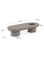 VOLVER 140x60 cm coffee table in resistant concrete for gardens and terraces