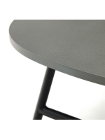 CALIFFO 100x60 cm tavolino in acciaio color nero e piano in cemento per esterno giardino terrazzo