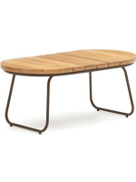 ABLIMA 100x50 cm coffee table with solid acacia wood top and brown steel structure