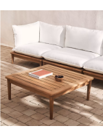 BACKINGHAM 80x80 cm table basse en bois de teck massif pour jardin extérieur ou terrasse