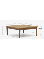 BACKINGHAM 80x80 cm table basse en bois de teck massif pour jardin extérieur ou terrasse