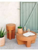 EROGA Ø 33 cm Mesa pequeña o taburete de terracota resistente para jardines y terrazas