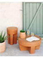 EROGA Ø 33 cm tavolino o sgabello in terracotta resistente per esterno giardino o terrazzo