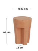 EROGA Ø 33 cm Mesa pequeña o taburete de terracota resistente para jardines y terrazas