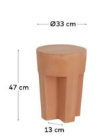 EROGA Ø 33 cm terracotta small table or stool for gardens and terraces