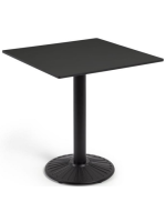 EDISCO tisch mit 68x68 cm hpl-platte und schwarz lackiertem metallfuß für den außenbereich