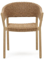 BAGAR sedia con braccioli impilabile in legno massello di eucalipto e rattan sintetico finitura naturale per esterno