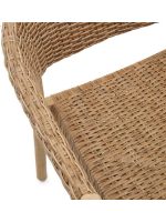 BAGAR chaise empilable avec accoudoirs en bois d'eucalyptus massif et rotin synthétique finition naturelle pour l'extérieur