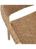 BAGAR sedia con braccioli impilabile in legno massello di eucalipto e rattan sintetico finitura naturale per esterno