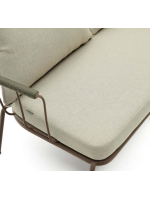 FLU 134 cm en acier marron et corde verte et coussins en tissu déhoussable et lavable canapé 2 places