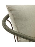 FLU 134 cm en acier marron et corde verte et coussins en tissu déhoussable et lavable canapé 2 places