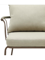 FLU in brown steel and green rope and cushions in removable washable fabric armchair