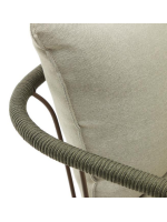 FLU in brown steel and green rope and cushions in removable washable fabric armchair