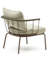 FLU in brown steel and green rope and cushions in removable washable fabric armchair