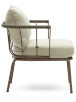 FLU in brown steel and green rope and cushions in removable washable fabric armchair