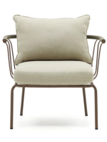 FLU in brown steel and green rope and cushions in removable washable fabric armchair