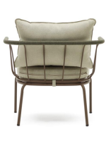 FLU in brown steel and green rope and cushions in removable washable fabric armchair