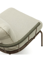 FLU in brown steel and green rope and cushions in removable washable fabric armchair