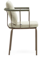 FLU in brown steel and green rope and cushions in removable fabric chair with armrests