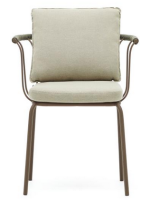 FLU in brown steel and green rope and cushions in removable fabric chair with armrests