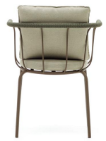 FLU in brown steel and green rope and cushions in removable fabric chair with armrests