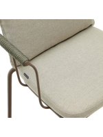 FLU in brown steel and green rope and cushions in removable fabric chair with armrests