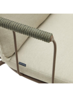 FLU in brown steel and green rope and cushions in removable fabric chair with armrests