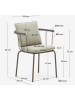 FLU in brown steel and green rope and cushions in removable fabric chair with armrests
