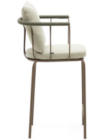 FLU seat h 66 cm in brown steel and green rope and cushions in removable fabric stool