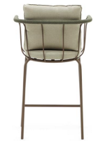 FLU seat h 66 cm in brown steel and green rope and cushions in removable fabric stool