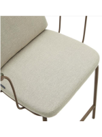 FLU asiento h 66 cm en acero marrón y cuerda verde y cojines en tejido desenfundable taburete