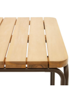 FLU high table 140x70 top in solid acacia wood and brown steel structure