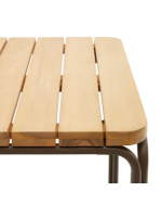ABLIMA Stehtisch 70x70 Platte aus massivem Akazienholz und brauner Stahl