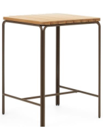 ABLIMA high table 70x70 top in solid acacia wood and brown steel structure