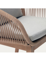 ABREN sedia poltrona in legno massello di acacia e in corda e cuscini sfoderabili per esterno