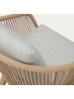 ABREN sedia poltrona in legno massello di acacia e in corda e cuscini sfoderabili per esterno