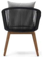 CLOUL sedia poltrona in legno massello di acacia e in corda e cuscini sfoderabili per esterno